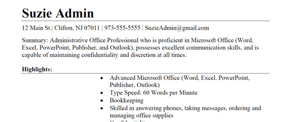 Administrative Office Professional Resume Sample 2