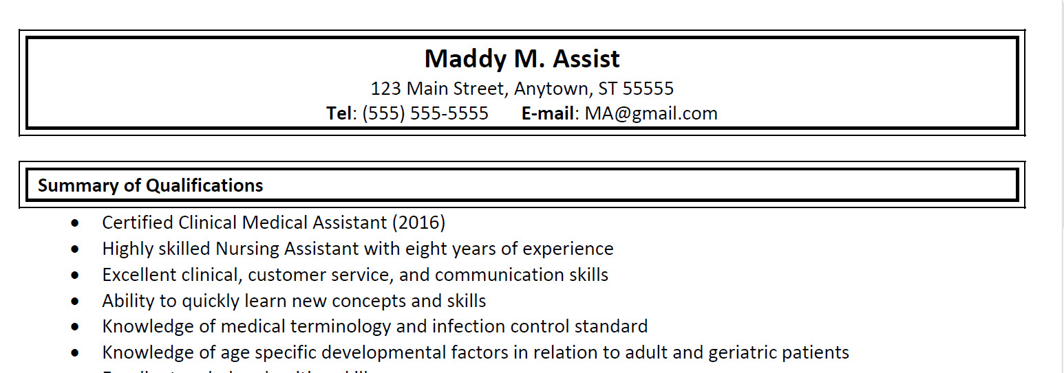 Medical Assisting Resume Sample 1